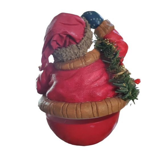 Vintage Musical Santa Clause Christmas Decor Wind Up Round Bottom 6x4 - Picture 3 of 7